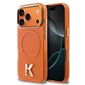 Karl Lagerfeld Karl Lagerfeld iPhone 17 Pro Max/iPhone 18 Pro Max Coque arrière MagSafe IML logo tête de Karl Bord doré - Orange