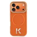 Karl Lagerfeld Karl Lagerfeld iPhone 17 Pro Max/iPhone 18 Pro Max Coque arrière MagSafe IML logo tête de Karl Bord doré - Orange