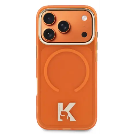 Karl Lagerfeld Karl Lagerfeld iPhone 17 Pro Max Back-Cover hul - MagSafe IML Case With Karl Head Logo - Gold Edge - Orange Karl Lagerfeld Karl Lagerfeld iPhone 17 Pro Max Back-Cover hul - MagSafe IML Case With Karl Head Logo - Gold Edge - Orange