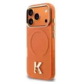 Karl Lagerfeld Karl Lagerfeld iPhone 17 Pro Max/iPhone 18 Pro Max Coque arrière MagSafe IML logo tête de Karl Bord doré - Orange