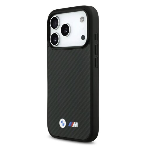 BMW BMW iPhone 17 Pro Max/iPhone 18 Pro Max Coque arrière MagSafe Kevlar logos métalliques - Noir