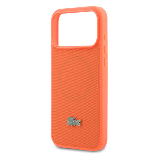 Lacoste Lacoste iPhone 17 Pro Max/iPhone 18 Pro Max Coque arrière MagSafe Logo Petit Piqué iconique - Orange