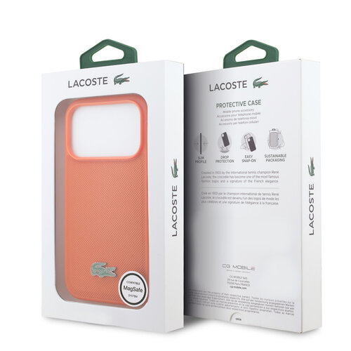 Lacoste Lacoste iPhone 17 Pro/iPhone 18 Pro Handyhülle MagSafe Ikonisches Petit-Piqué-Logo - Orange