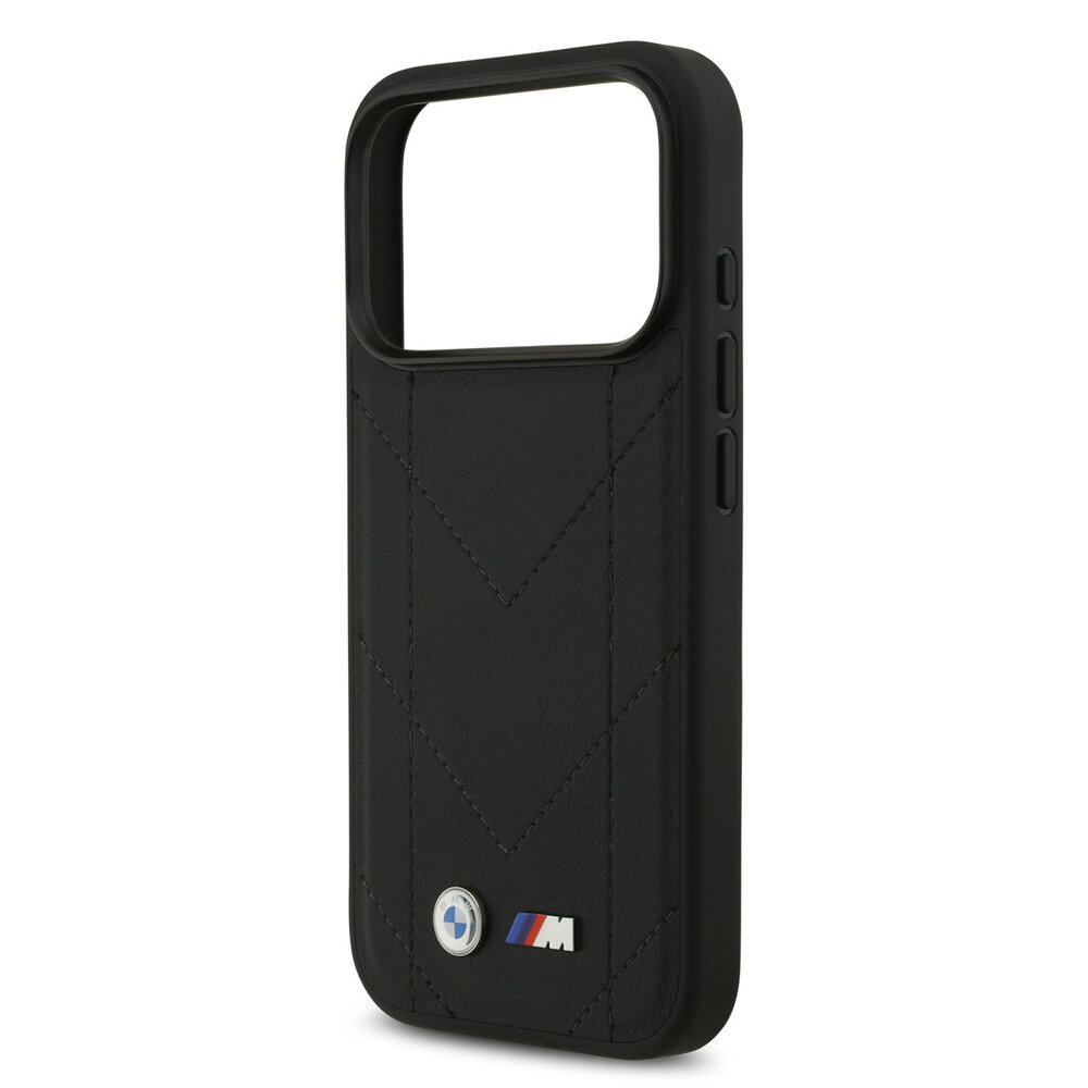 BMW BMW iPhone 17 Pro Back cover case - MagSafe - Quilted Leather Case With Metal Logo - Black