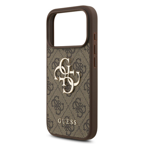 Guess Guess iPhone 17 Pro/iPhone 18 Pro Coque arrière 4G dragonne perlée Grand logo métallique - Marron