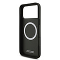 BMW BMW iPhone 17 Pro Max/iPhone 18 Pro Max Coque arrière MagSafe Similicuir PU bandes tricolores obliques logos métalliques - Noir