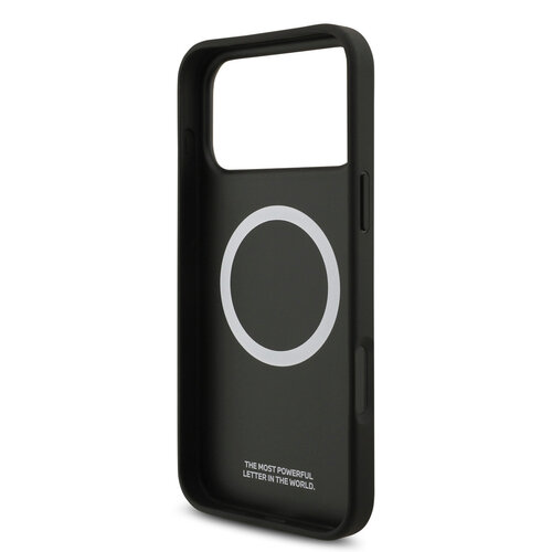 BMW BMW iPhone 17 Pro Max/iPhone 18 Pro Max Coque arrière MagSafe Similicuir PU bandes tricolores obliques logos métalliques - Noir