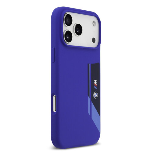 BMW BMW iPhone 17 Pro Max/iPhone 18 Pro Max Coque arrière MagSafe Silicone liquide Logo vertical - Bleu marine