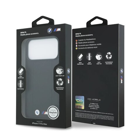 BMW BMW iPhone 17 Pro Max Backcover hoesje - MagSafe - Quilted Leather Case With Metal Logo - Zwart