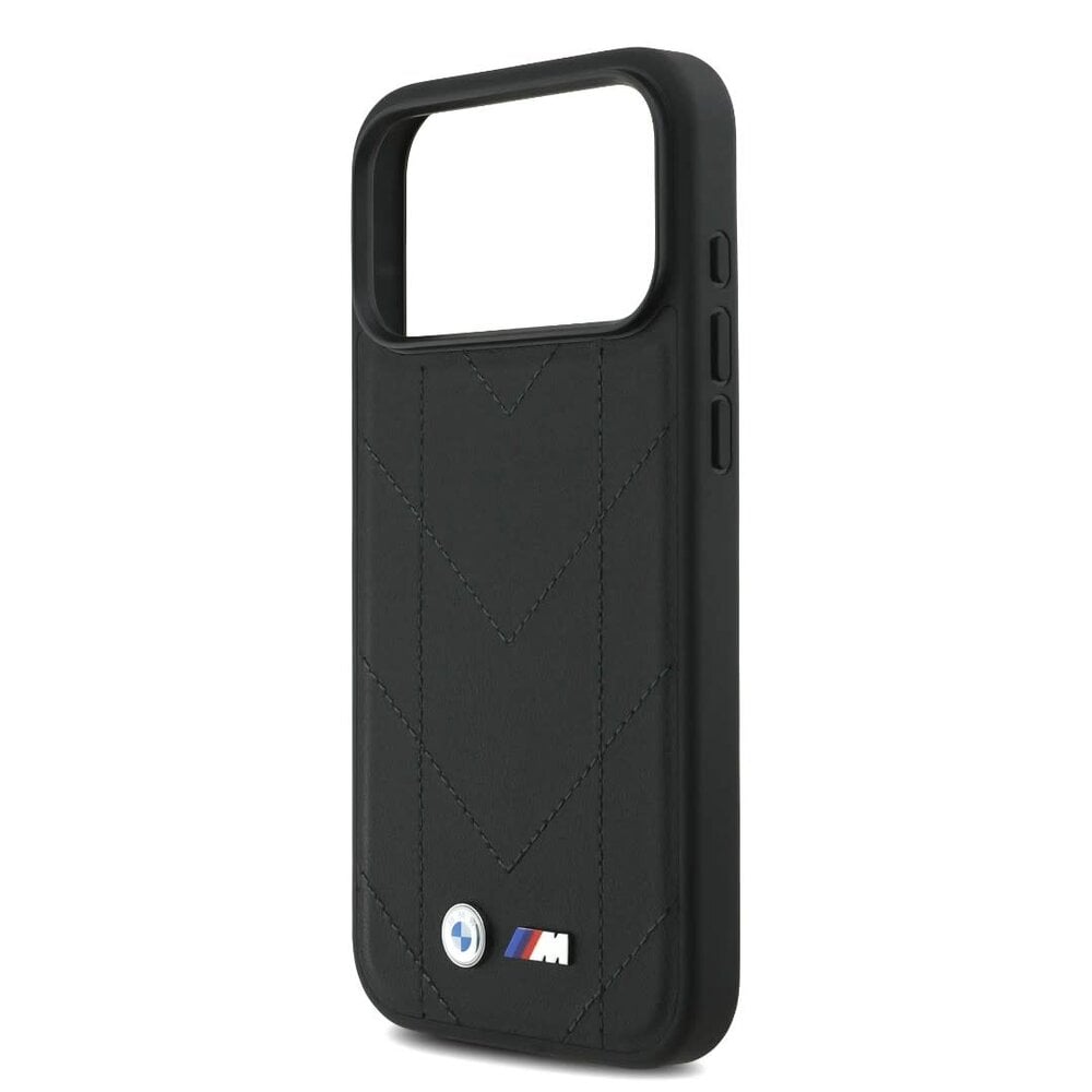 BMW BMW iPhone 17 Pro Max Backcover hoesje - MagSafe - Quilted Leather Case With Metal Logo - Zwart