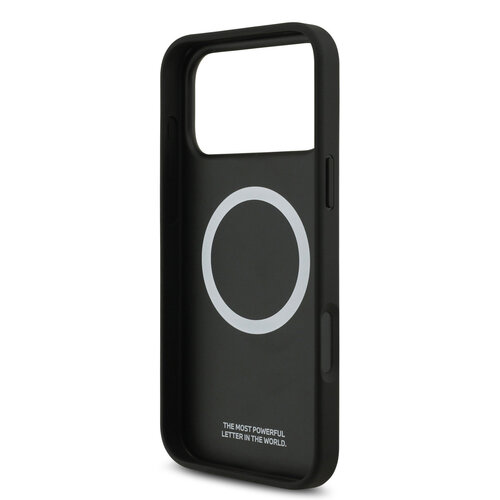 BMW BMW iPhone 17 Pro Max/iPhone 18 Pro Max Coque arrière MagSafe Cuir matelassé logo métallique - Gris