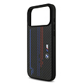 BMW BMW iPhone 17 Pro Max/iPhone 18 Pro Max Coque arrière MagSafe Kevlar imprimé tricolore logos métalliques - Noir