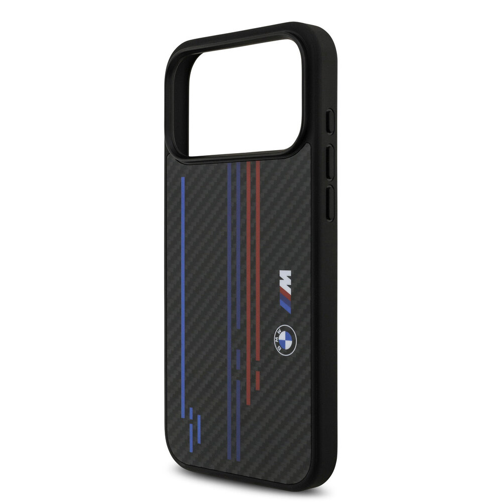 BMW BMW iPhone 17 Pro Max Back cover case - MagSafe Kevlar Case With Printed Tricolor & Metal Logos - Black