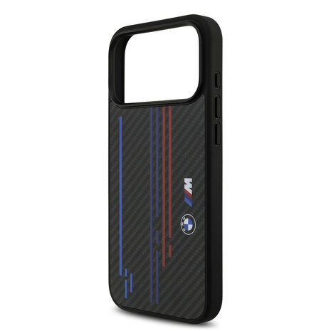 BMW BMW iPhone 17 Pro Max Back cover case - MagSafe Kevlar Case With Printed Tricolor & Metal Logos - Black