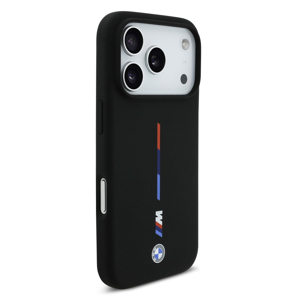 BMW BMW iPhone 17 Pro Backcover hoesje - MagSafe - Liquid Silicone - Printed Tricolor - Zwart