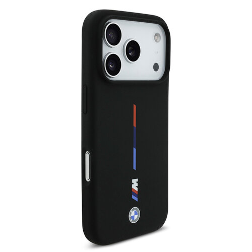 BMW BMW iPhone 17 Pro/iPhone 18 Pro Coque arrière MagSafe Silicone liquide Imprimé tricolore - Noir