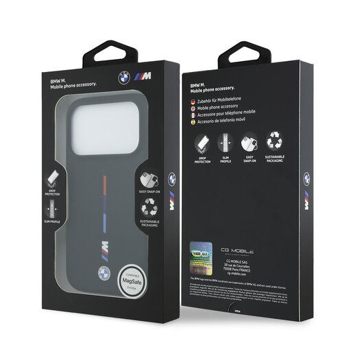 BMW BMW iPhone 17 Pro/iPhone 18 Pro Handyhülle MagSafe Flüssigsilikon Trikolore-Aufdruck - Schwarz