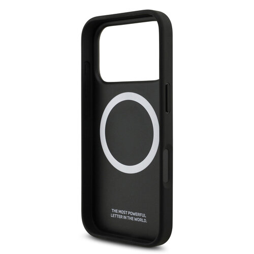 BMW BMW iPhone 17 Pro/iPhone 18 Pro Coque arrière MagSafe Kevlar imprimé tricolore logos métalliques - Noir