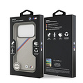 BMW BMW iPhone 17 Pro/iPhone 18 Pro Coque arrière MagSafe Similicuir PU bandes tricolores obliques logos métalliques - Beige