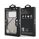 BMW BMW iPhone 17 Pro Back-Cover hul - MagSafe - PU Leather Case With Tricolor Slanted Stripes & Metal Logos - Beige