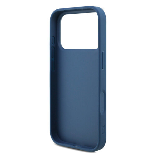 Guess Guess iPhone 17 Pro/iPhone 18 Pro Coque arrière 4G dragonne perlée Grand logo métallique - Bleu