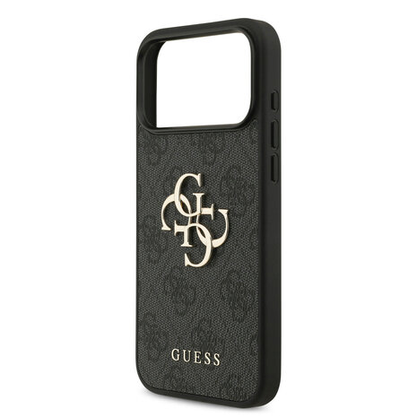Guess Guess iPhone 17 Pro Max Back cover coque - Noir - 4G With Pearl Strap - Big Metal Logo