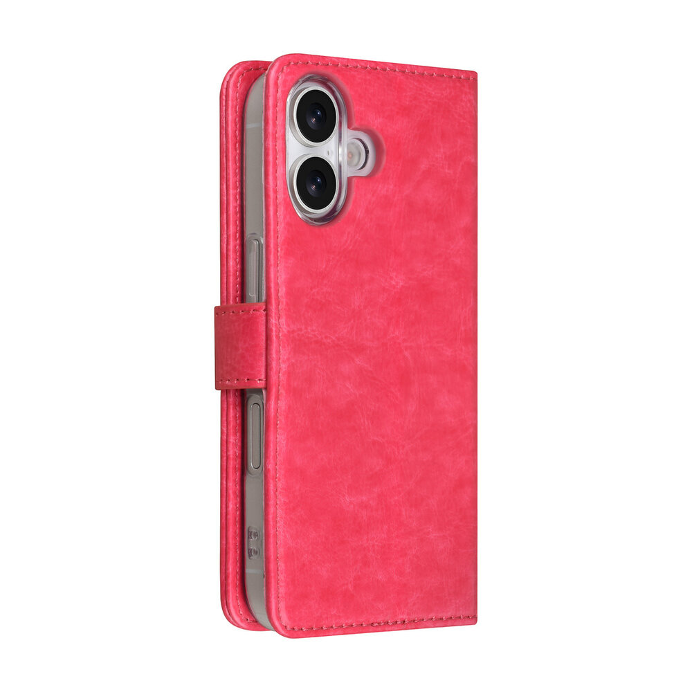 TUNIQ TUNIQ iPhone 17 Book type case - Card holder for 3 cards - Magnetic closure - Hanger - Hot Pink