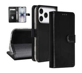 TUNIQ TUNIQ iPhone 17 Pro Book Case hoesje - Pasjeshouder voor 3 pasjes - Magneetsluiting - Hanger - Zwart TUNIQ TUNIQ iPhone 17 Pro Book Case hoesje - Pasjeshouder voor 3 pasjes - Magneetsluiting - Hanger - Zwart