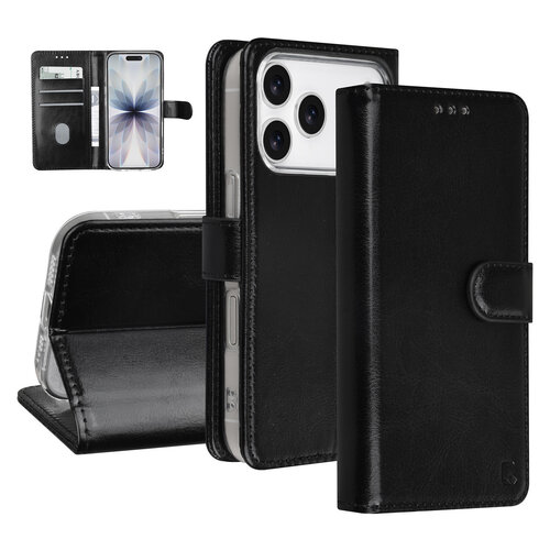 TUNIQ TUNIQ iPhone 17 Pro/iPhone 18 Pro Étui à rabat Porte-cartes pour 3 cartes Fermeture magnétique Pendentif - Noir