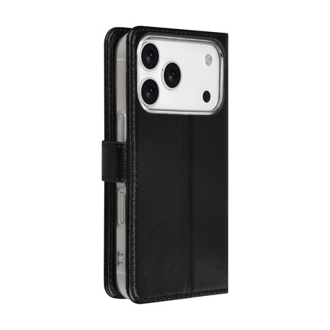 TUNIQ TUNIQ iPhone 17 Pro Book type case - Card holder for 3 cards - Magnetic closure - Hanger - Black