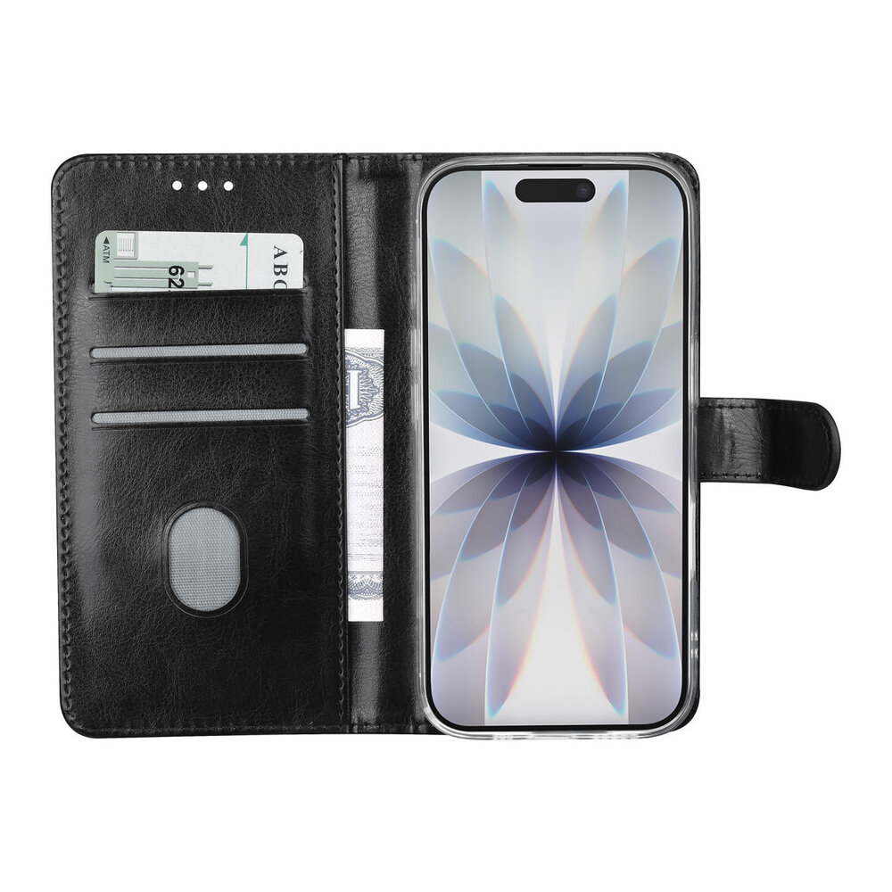 TUNIQ TUNIQ iPhone 17 Pro Book Case hoesje - Pasjeshouder voor 3 pasjes - Magneetsluiting - Hanger - Zwart TUNIQ TUNIQ iPhone 17 Pro Book Case hoesje - Pasjeshouder voor 3 pasjes - Magneetsluiting - Hanger - Zwart