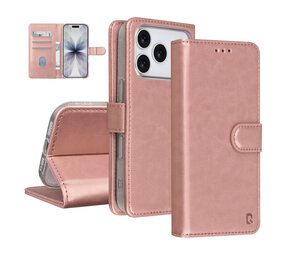 TUNIQ TUNIQ iPhone 17 Pro Book Case hoesje - Pasjeshouder voor 3 pasjes - Magneetsluiting - Hanger - Rose Gold