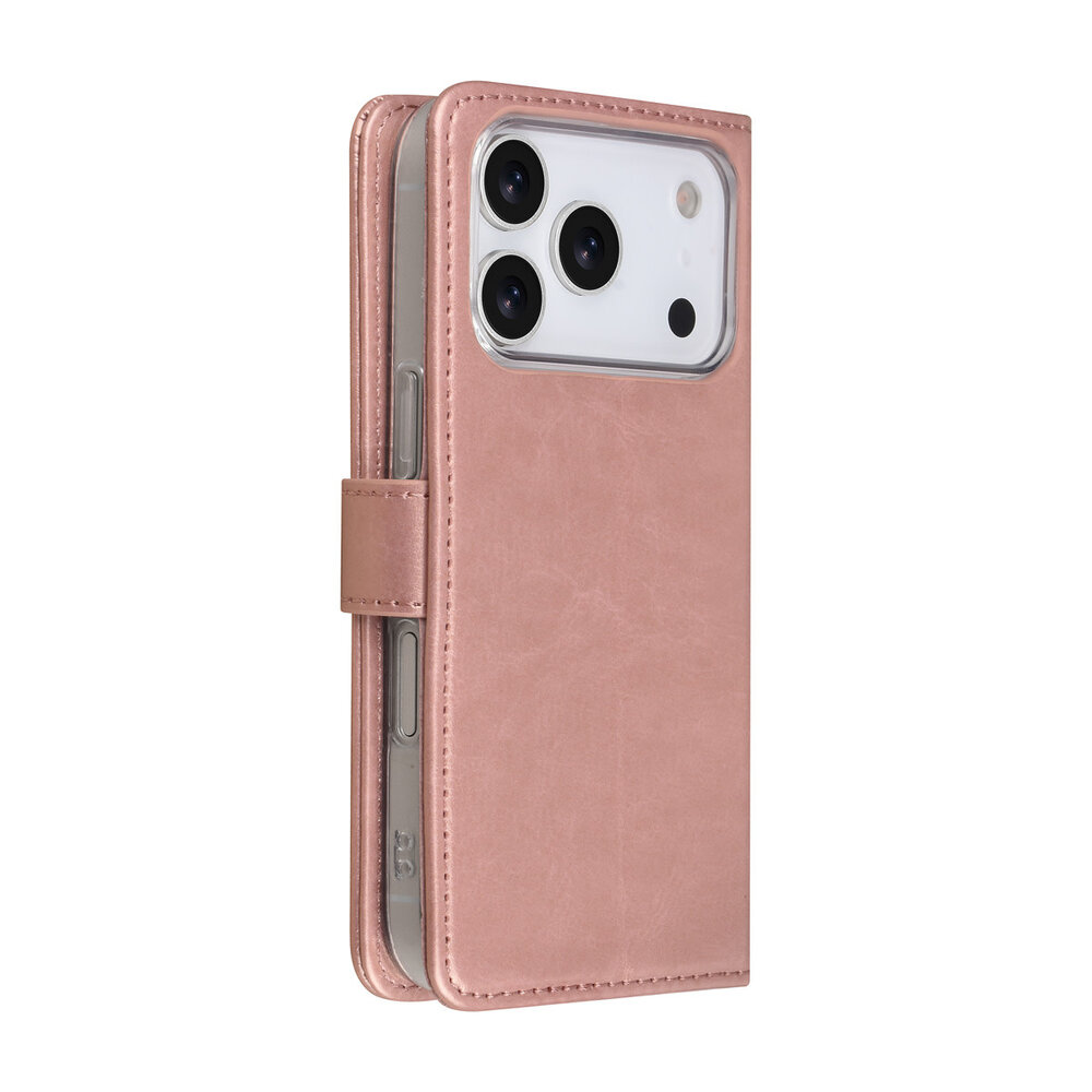 TUNIQ TUNIQ iPhone 17 Pro Book Case hoesje - Pasjeshouder voor 3 pasjes - Magneetsluiting - Hanger - Rose Gold