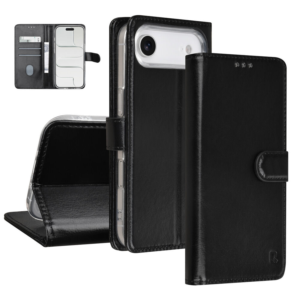 TUNIQ TUNIQ iPhone 17 Air Book-Case hul - Kartenhalter für 3 Karten - Magnetverschluss - Aufhänger - Schwarz TUNIQ TUNIQ iPhone 17 Air Book-Case hul - Kartenhalter für 3 Karten - Magnetverschluss - Aufhänger - Schwarz