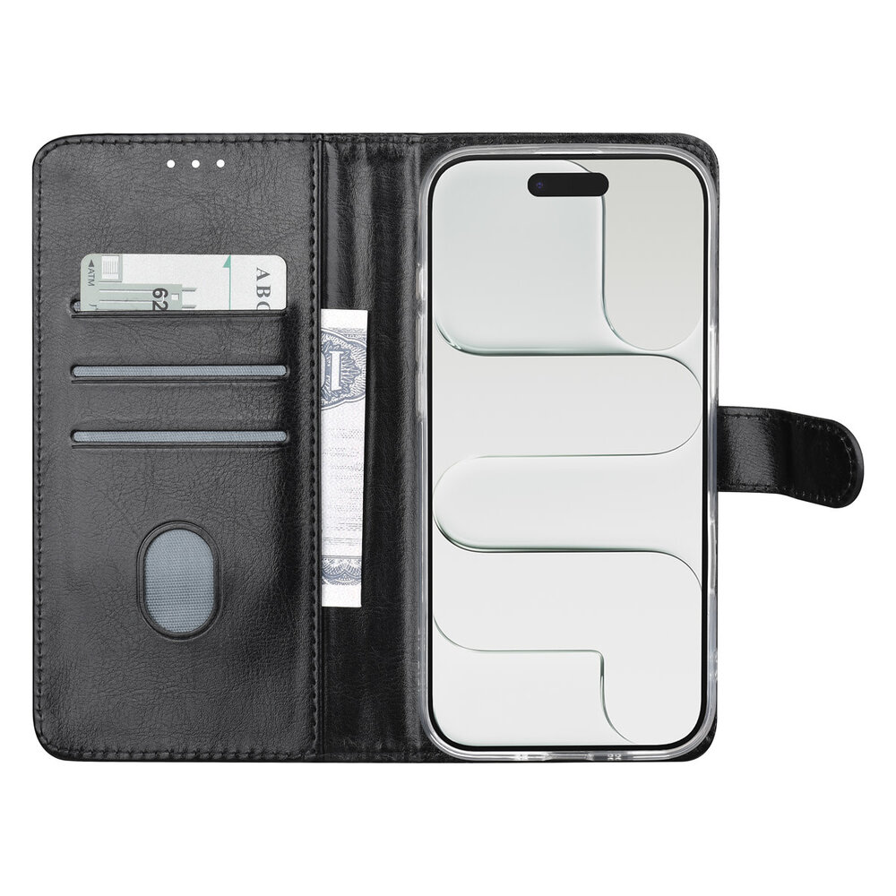 TUNIQ TUNIQ iPhone 17 Air Book-Case hul - Kartenhalter für 3 Karten - Magnetverschluss - Aufhänger - Schwarz TUNIQ TUNIQ iPhone 17 Air Book-Case hul - Kartenhalter für 3 Karten - Magnetverschluss - Aufhänger - Schwarz