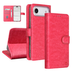 TUNIQ iPhone 17 Air Book type housse - Rose vif - Porte-cartes pour 3 cartes - Fermeture magnétique - Cintre