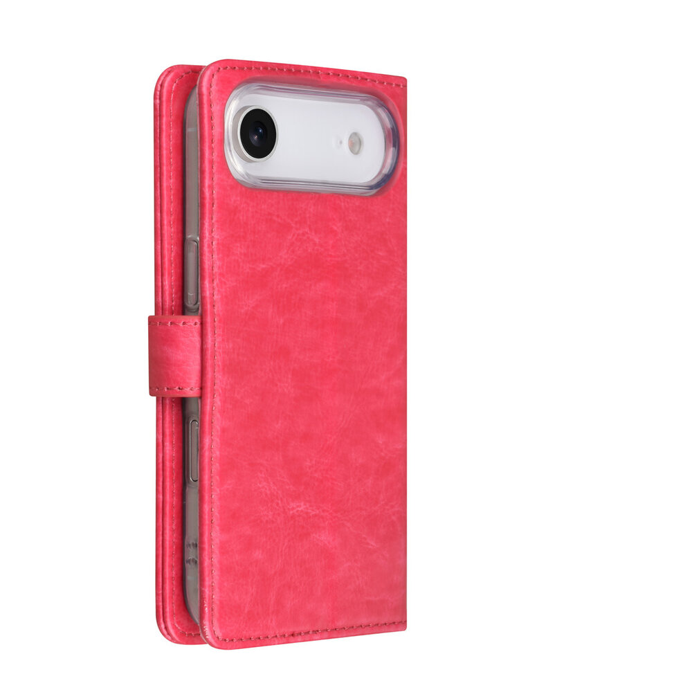 TUNIQ TUNIQ iPhone 17 Air Book-Case hul - Kartenhalter für 3 Karten - Magnetverschluss - Aufhänger - Hot Pink