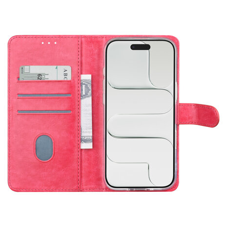 TUNIQ TUNIQ iPhone 17 Air Book type case - Card holder for 3 cards - Magnetic closure - Hanger - Hot Pink