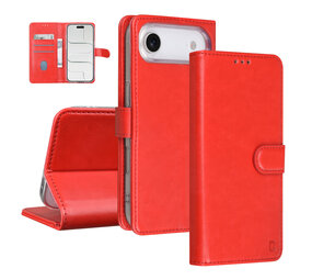 TUNIQ TUNIQ iPhone 17 Air Book type case - Card holder for 3 cards - Magnetic closure - Hanger - Red