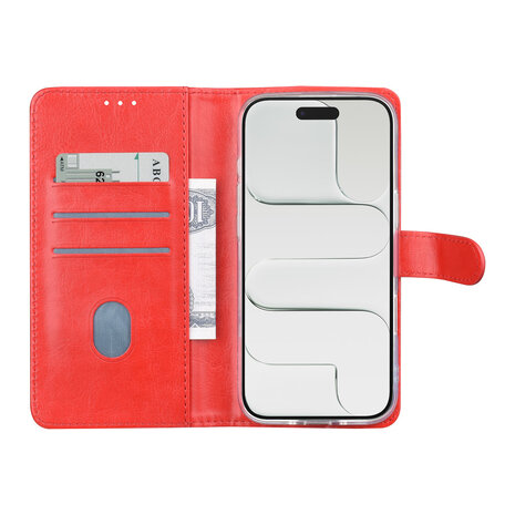 TUNIQ TUNIQ iPhone 17 Air Book-Case hul - Kartenhalter für 3 Karten - Magnetverschluss - Aufhänger - Rot
