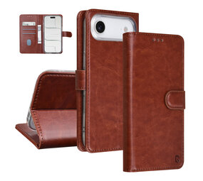 TUNIQ TUNIQ iPhone 17 Air Book type case - Card holder for 3 cards - Magnetic closure - Hanger - Brown