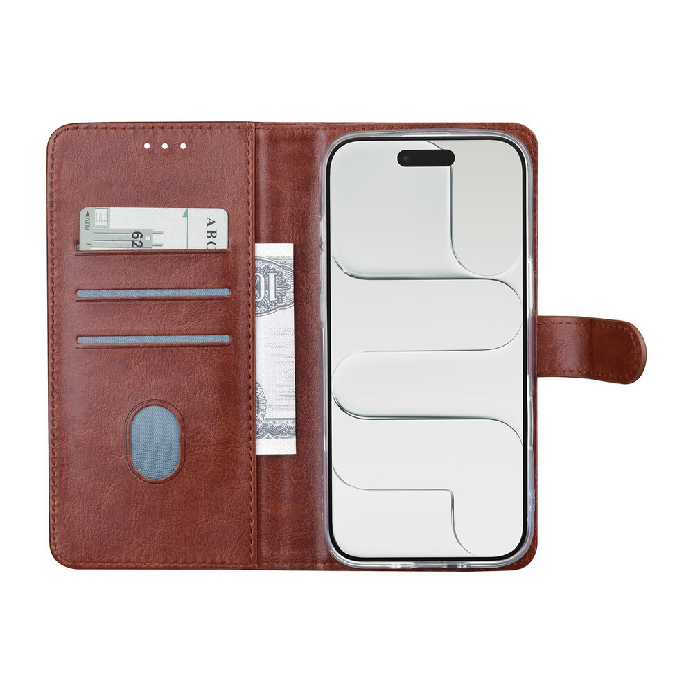 TUNIQ TUNIQ iPhone 17 Air Book-Case hul - Kartenhalter für 3 Karten - Magnetverschluss - Aufhänger - Braun