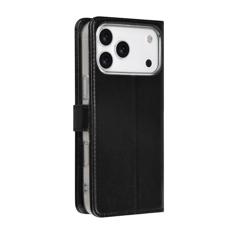 TUNIQ TUNIQ iPhone 17 Pro Max Book type case - Card holder for 3 cards - Magnetic closure - Hanger - Black