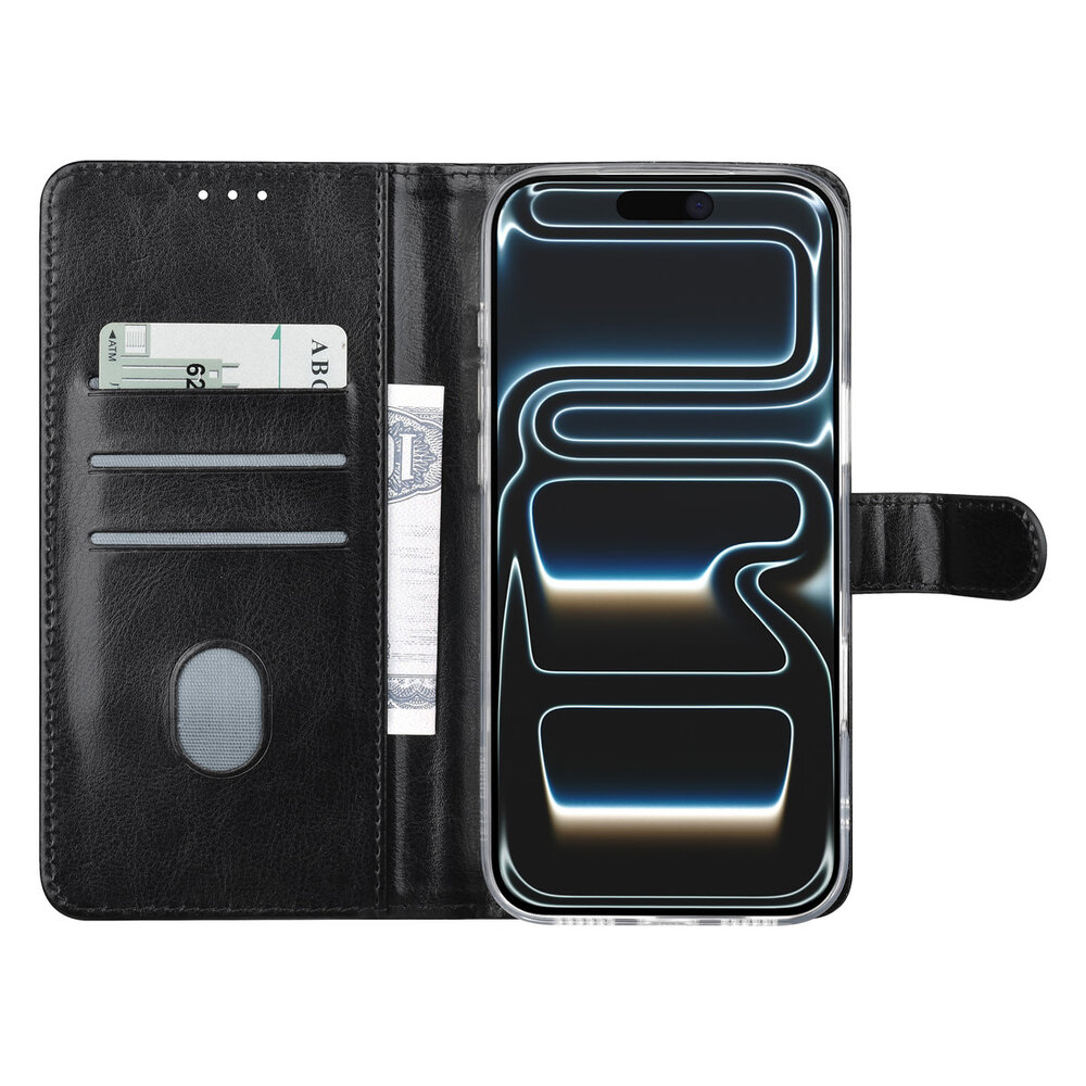 TUNIQ TUNIQ iPhone 17 Pro Max Book type case - Card holder for 3 cards - Magnetic closure - Hanger - Black