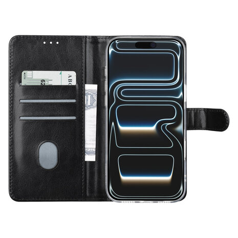 TUNIQ TUNIQ iPhone 17 Pro Max Book type case - Card holder for 3 cards - Magnetic closure - Hanger - Black