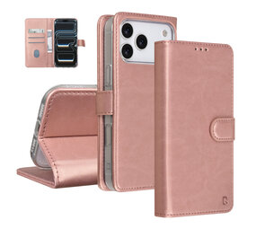 TUNIQ TUNIQ iPhone 17 Pro Max Book Case hoesje - Pasjeshouder voor 3 pasjes - Magneetsluiting - Hanger - Rose Gold TUNIQ TUNIQ iPhone 17 Pro Max Book Case hoesje - Pasjeshouder voor 3 pasjes - Magneetsluiting - Hanger - Rose Gold