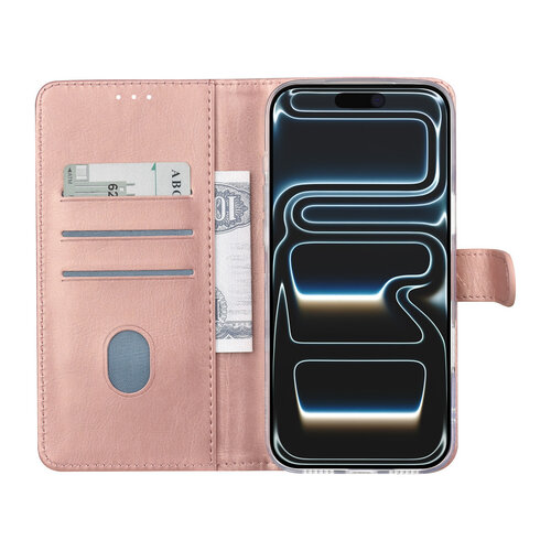 TUNIQ TUNIQ iPhone 17 Pro Max/iPhone 18 Pro Max Étui à rabat Porte-cartes pour 3 cartes Fermeture magnétique Pendentif - Or rose