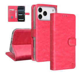 TUNIQ TUNIQ iPhone 17 Pro Max Book-Case hul - Kartenhalter für 3 Karten - Magnetverschluss - Aufhänger - Hot Pink