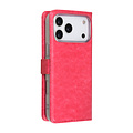 TUNIQ TUNIQ iPhone 17 Pro Max/iPhone 18 Pro Max Étui à rabat Porte-cartes pour 3 cartes Fermeture magnétique Pendentif - Rose vif