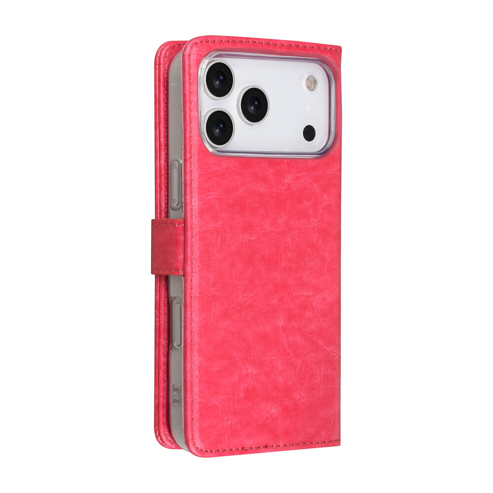 TUNIQ TUNIQ iPhone 17 Pro Max Book type housse - Rose vif - Porte-cartes pour 3 cartes - Fermeture magnétique - Cintre TUNIQ TUNIQ iPhone 17 Pro Max Book type housse - Rose vif - Porte-cartes pour 3 cartes - Fermeture magnétique - Cintre